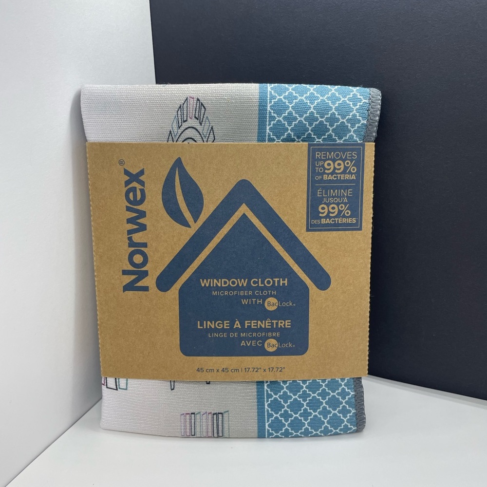 NORWEX MICROFIBER WINDOW CLOTH WINDOW'S PATTERN 17.72 X 17.72 NEW